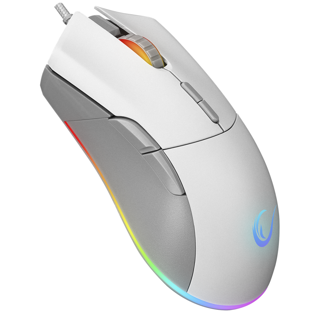 SMX-R21 COMPACT Usb Beyaz/Gri RGB Işıklı+Macro 7200dpi / 1000hz Gaming Oyuncu Mouse - Rampage