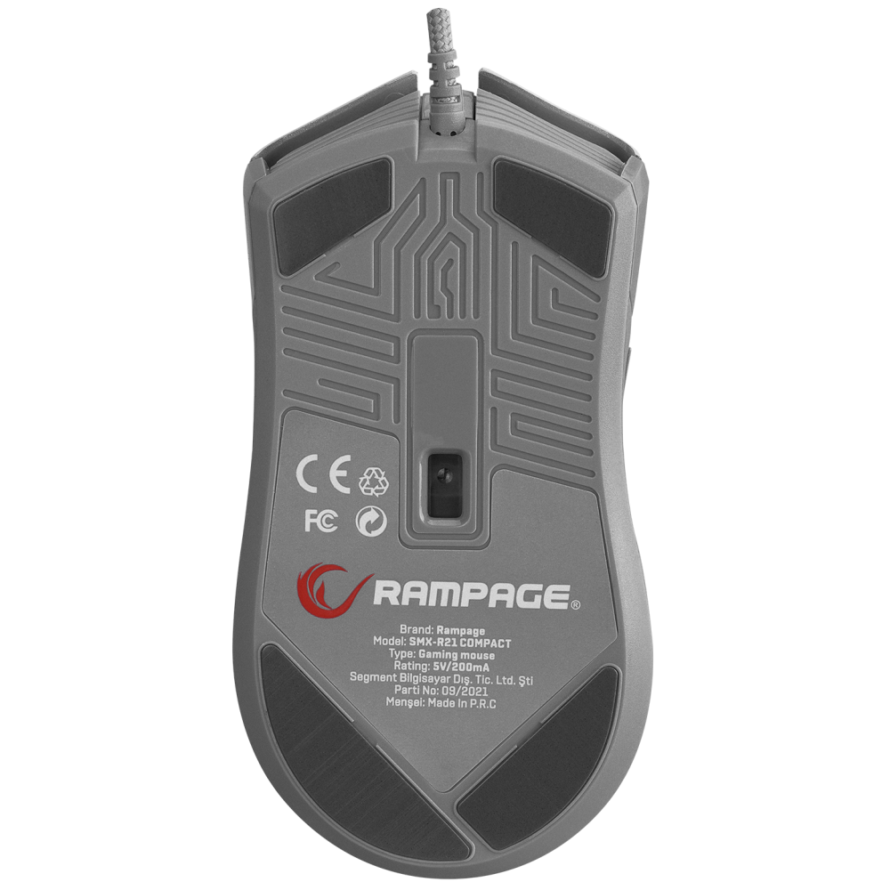 SMX-R21 COMPACT Usb Beyaz/Gri RGB Işıklı+Macro 7200dpi / 1000hz Gaming Oyuncu Mouse - Rampage
