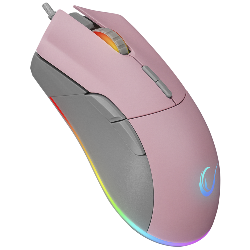 SMX-R21 COMPACT Usb Pembe/Gri RGB Işıklı+Macro 7200dpi / 1000hz Gaming Oyuncu Mouse - Rampage