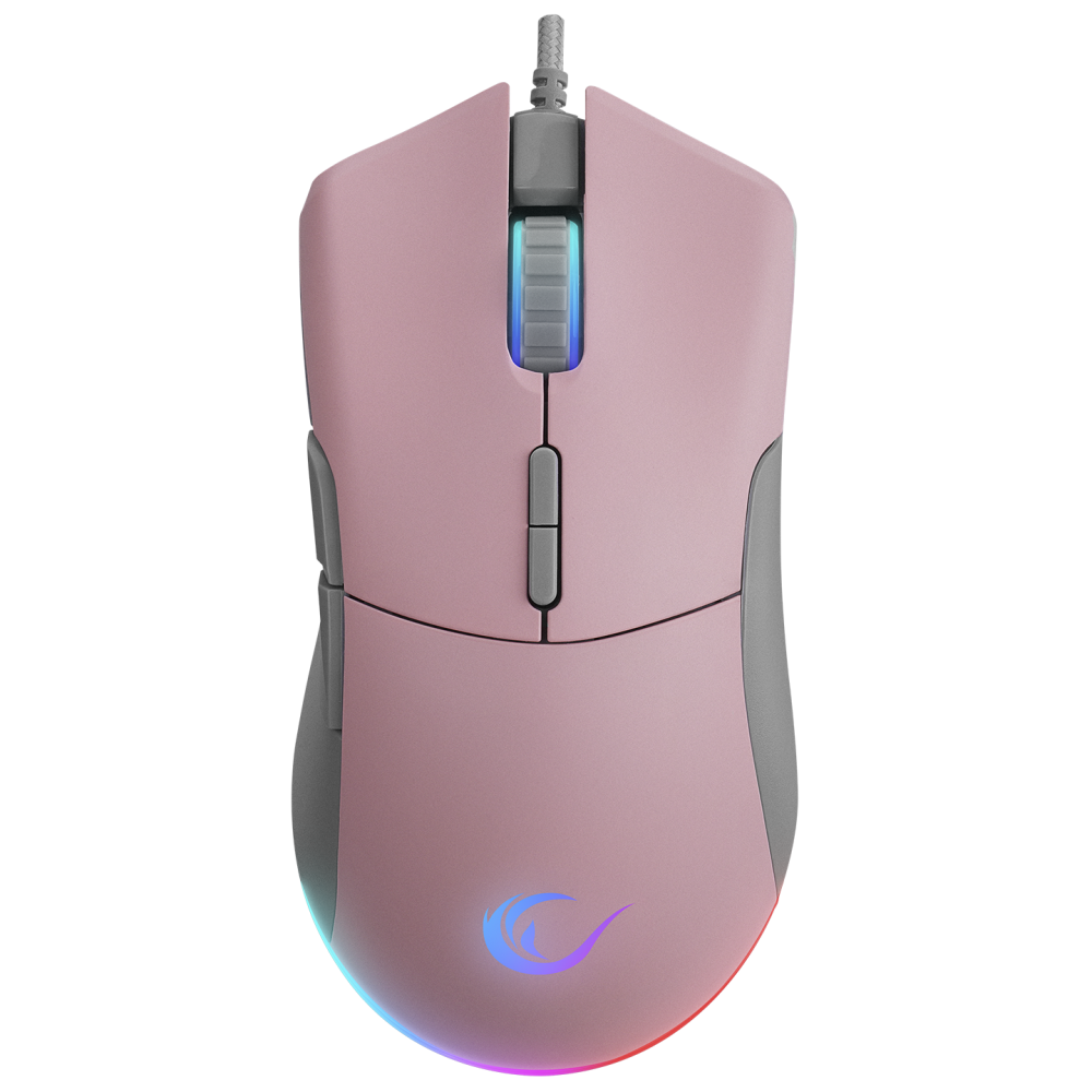 SMX-R21 COMPACT Usb Pembe/Gri RGB Işıklı+Macro 7200dpi / 1000hz Gaming Oyuncu Mouse - Rampage