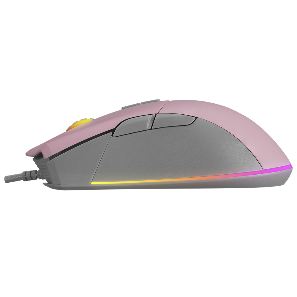 SMX-R21 COMPACT Usb Pembe/Gri RGB Işıklı+Macro 7200dpi / 1000hz Gaming Oyuncu Mouse - Rampage