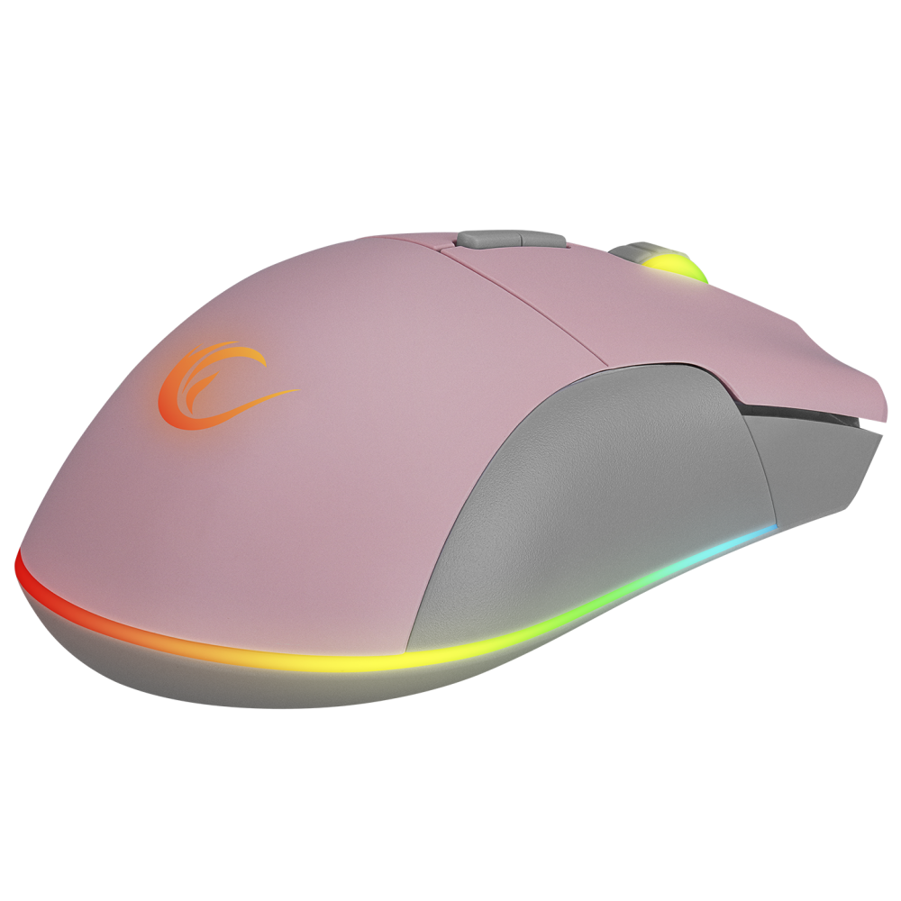SMX-R21 COMPACT Usb Pembe/Gri RGB Işıklı+Macro 7200dpi / 1000hz Gaming Oyuncu Mouse - Rampage