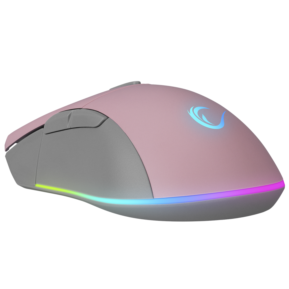 SMX-R21 COMPACT Usb Pembe/Gri RGB Işıklı+Macro 7200dpi / 1000hz Gaming Oyuncu Mouse - Rampage