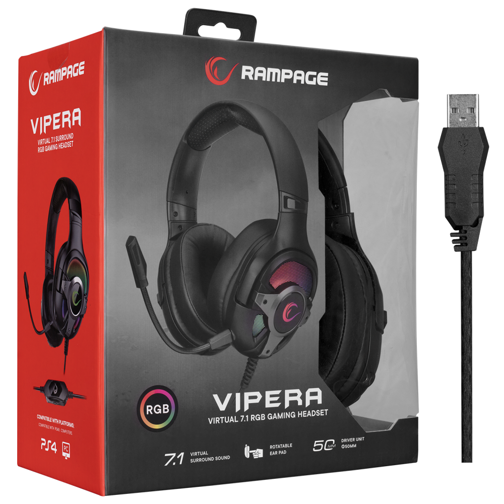 RM-K77 VIPERA RGB 7.1 Oyuncu Kulaklığı - Rampage