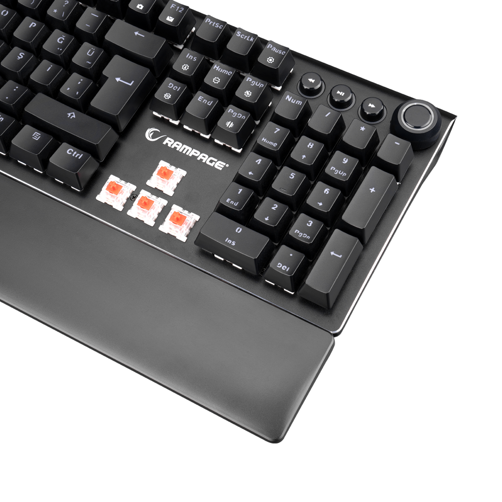 KB-R92 THUNDER Siyah USB Bilek Destekli Red Switch Full RGB Q Gaming Oyuncu Mekanik Klavye - Rampage