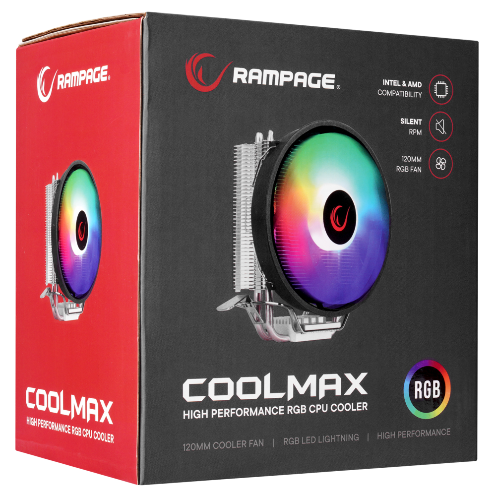 RM-C08 COOLMAX 23.6CFM 1500RPM 12cm AMD/Intel LGA1200 Uyumlu RGB Hava Soğutmalı CPU Fan - Rampage