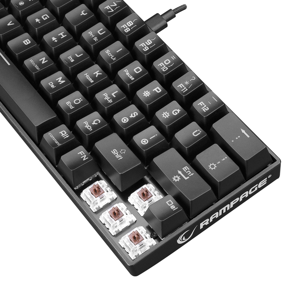 KB-RX63 ATOM Siyah Type-C Brown Switch Q 63 Tuşlu US Layout Mini Gaming Oyuncu Klavyesi - Rampage