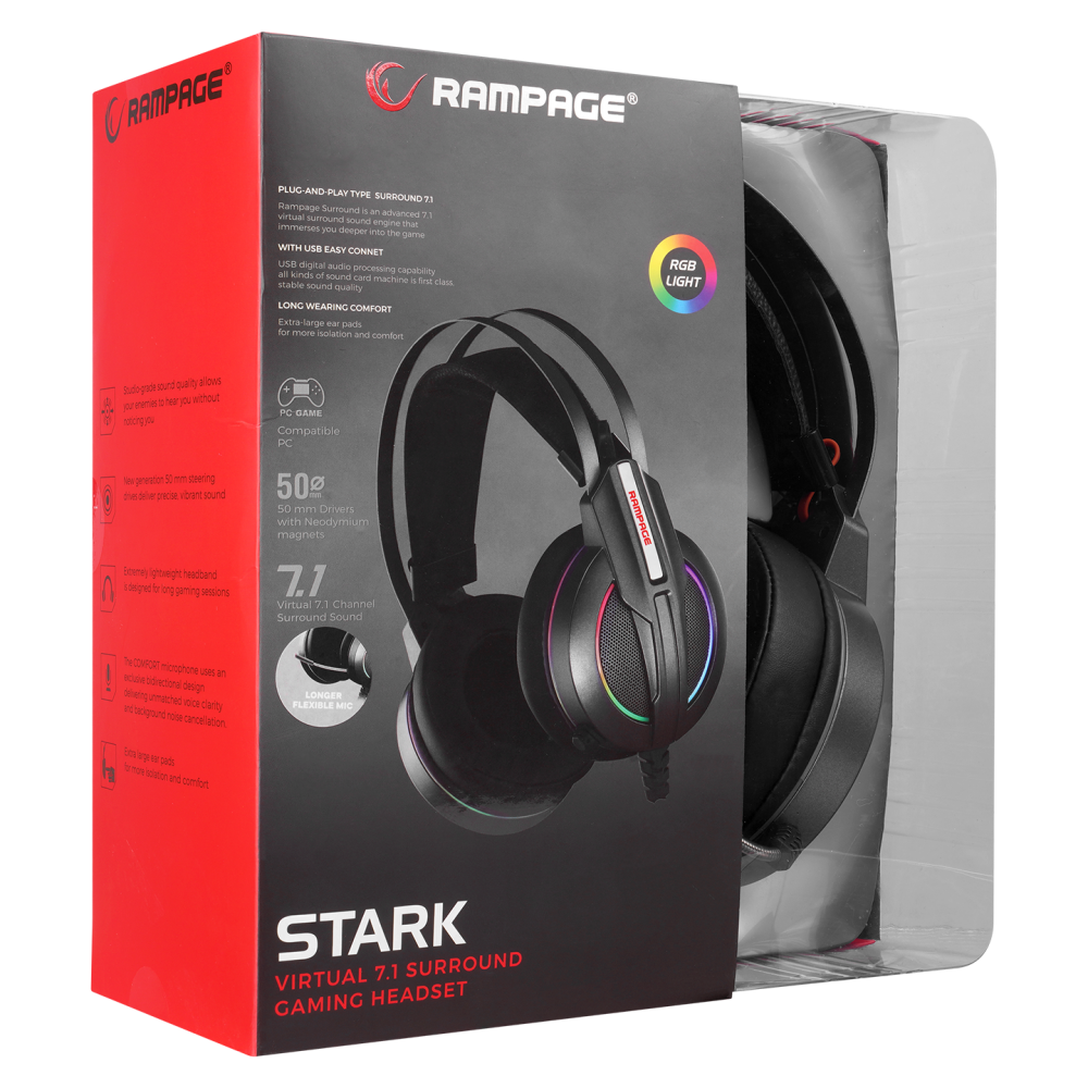 RM-K6 STARK PLUS RGB 7.1 Oyuncu Kulaklığı - Rampage