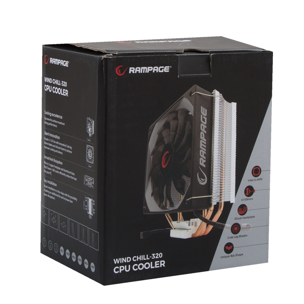 Wind Chill-320 Socket AM4/ 2011 120x120x25mm Sessiz Fan CPU Soğutucu - Rampage