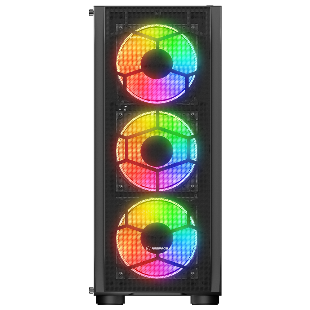 HOLLOW 650W 80+ 4*12cm ARGB Fan+Kontrolcü Temperli Camlı Mid-T Gaming Oyuncu Kasası - Rampage
