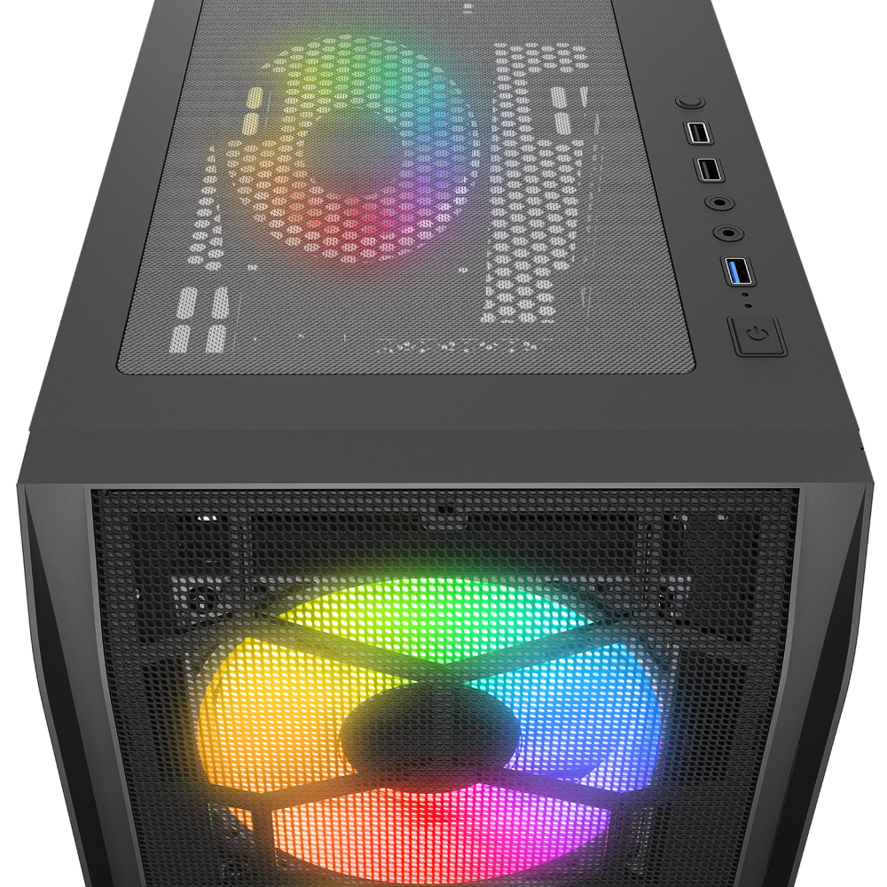 HOLLOW 650W 80+ 4*12cm ARGB Fan+Kontrolcü Temperli Camlı Mid-T Gaming Oyuncu Kasası - Rampage