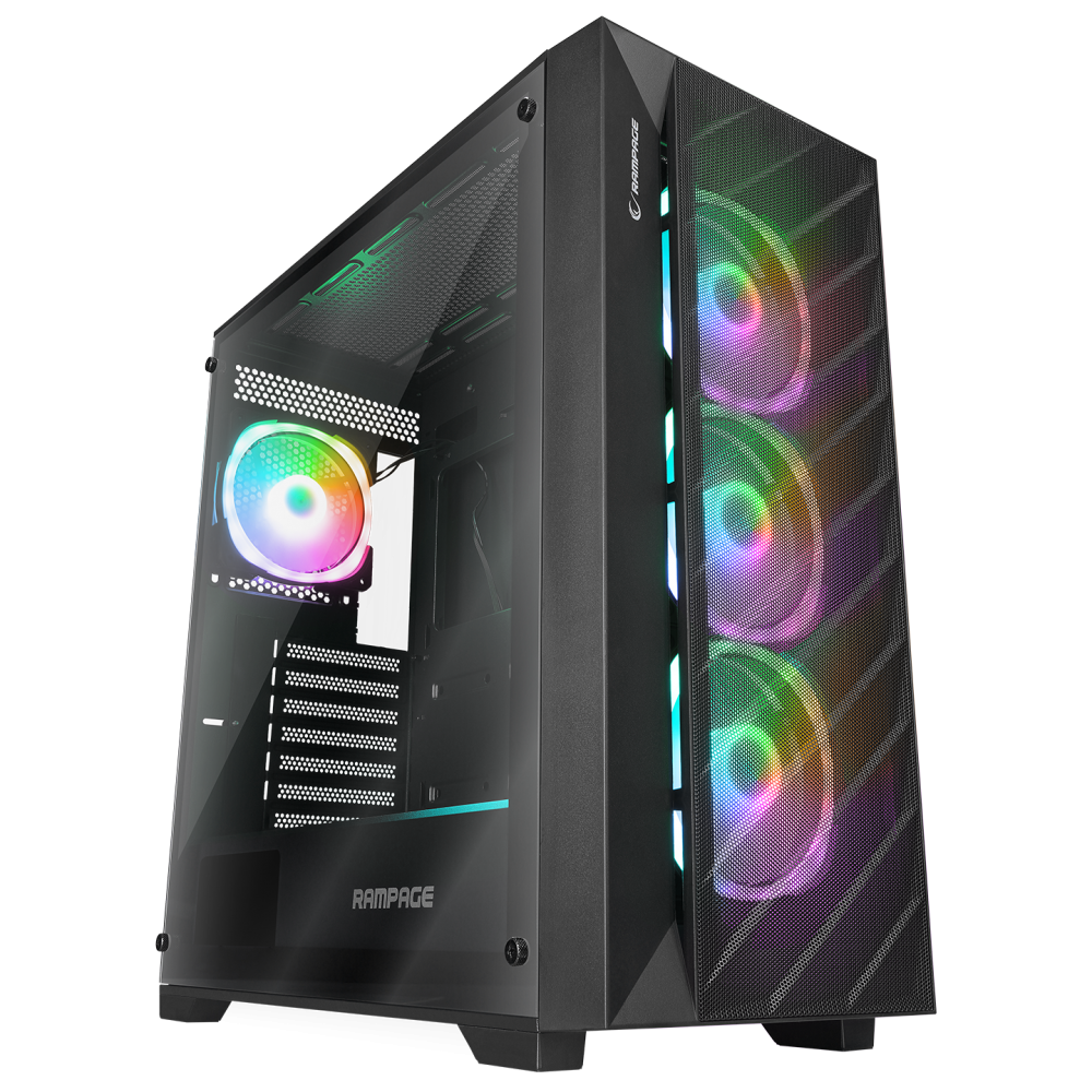 PRIME Mesh+Temperli Cam 4*ARGB Fan+Hub E-ATX Mid-T Gaming Oyuncu Kasası - Rampage