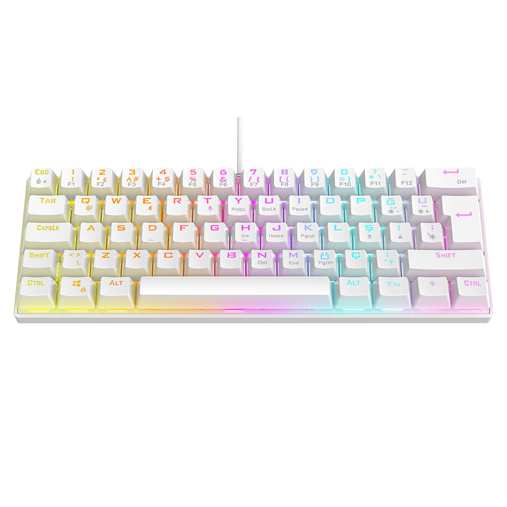 PLOWER K60 Beyaz Bilek Destekli Red Switch Gaming Oyuncu Klavye - Rampage