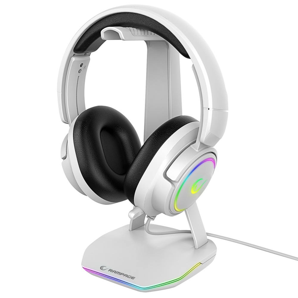 TOWER T14 Kulaklık İçin Stand RGB Işıklı 2*Usb Port Beyaz