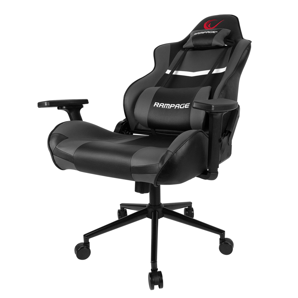 KL-R56 3D Kol,Tam Dökme Süngerli Siyah/Gri Oyuncu Koltuğu - Rampage