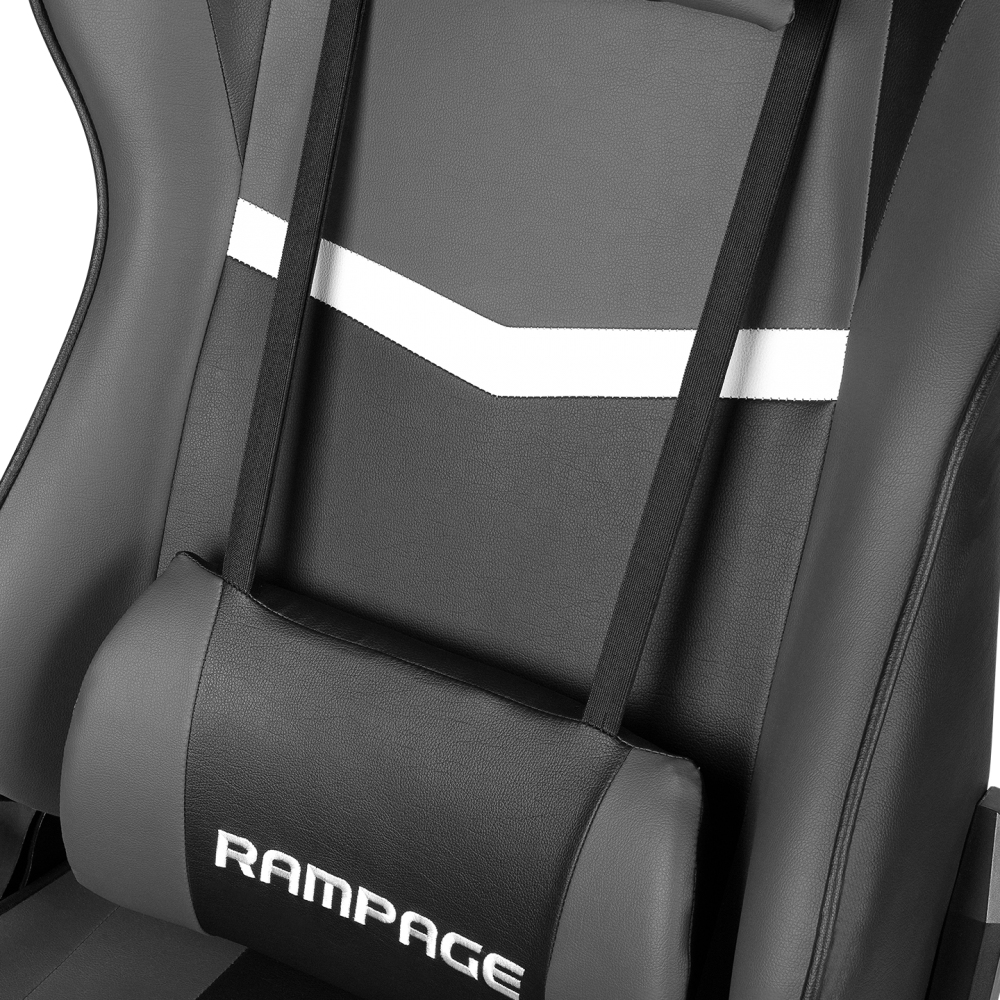 KL-R56 3D Kol,Tam Dökme Süngerli Siyah/Gri Oyuncu Koltuğu - Rampage