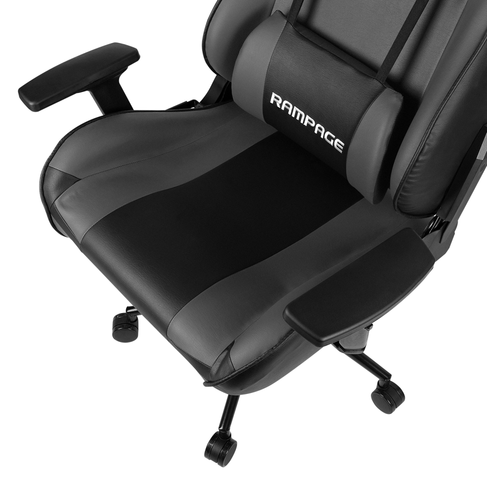 KL-R56 3D Kol,Tam Dökme Süngerli Siyah/Gri Oyuncu Koltuğu - Rampage