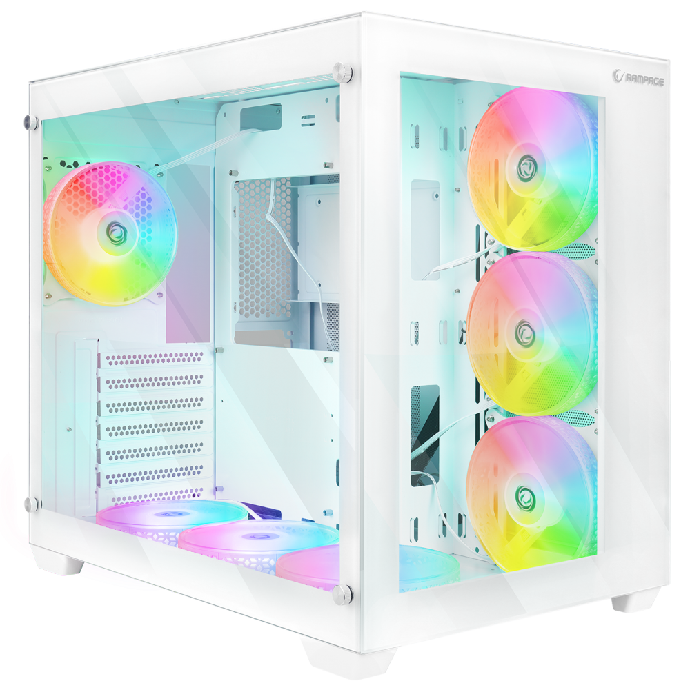 ICEBLADE Temperli Camlı Beyaz ATX Mid-T Gaming Oyuncu Kasası - Rampage