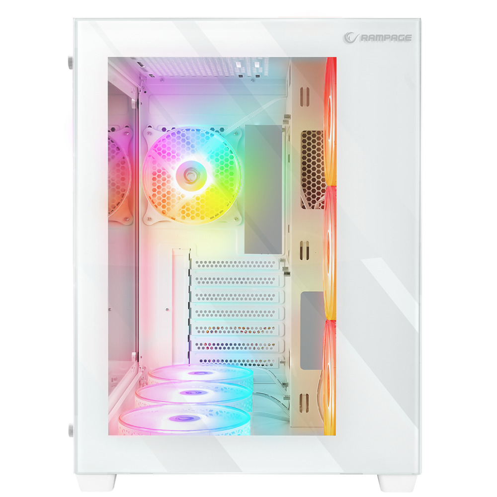 ICEBLADE Temperli Camlı Beyaz ATX Mid-T Gaming Oyuncu Kasası - Rampage