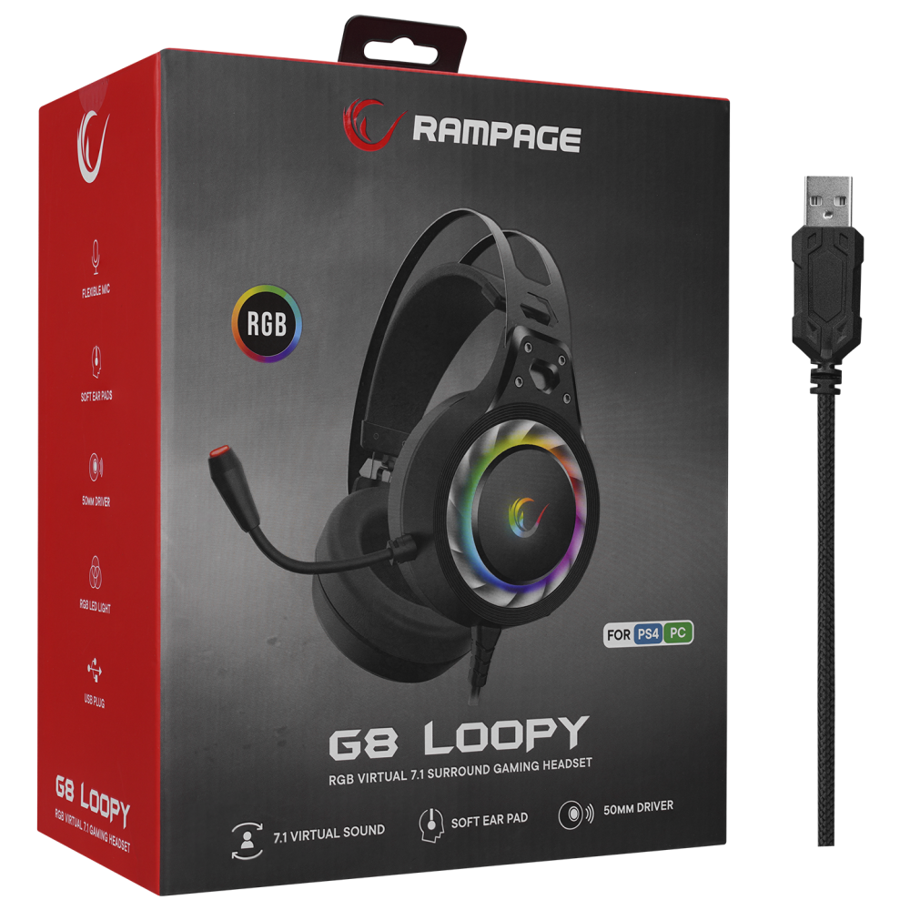 G8 LOOPY RGB 7.1 Oyuncu Kulaklığı - Rampage