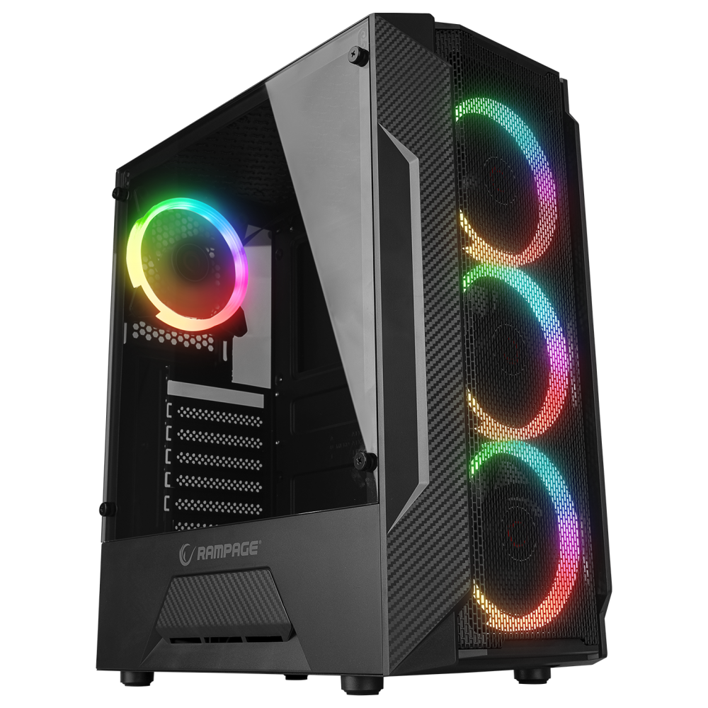 FUSION 650W 80+ BRONZE 4*12cm Rainbow Temperli Camlı ATX Mid-T Gaming Oyuncu Kasası - Rampage