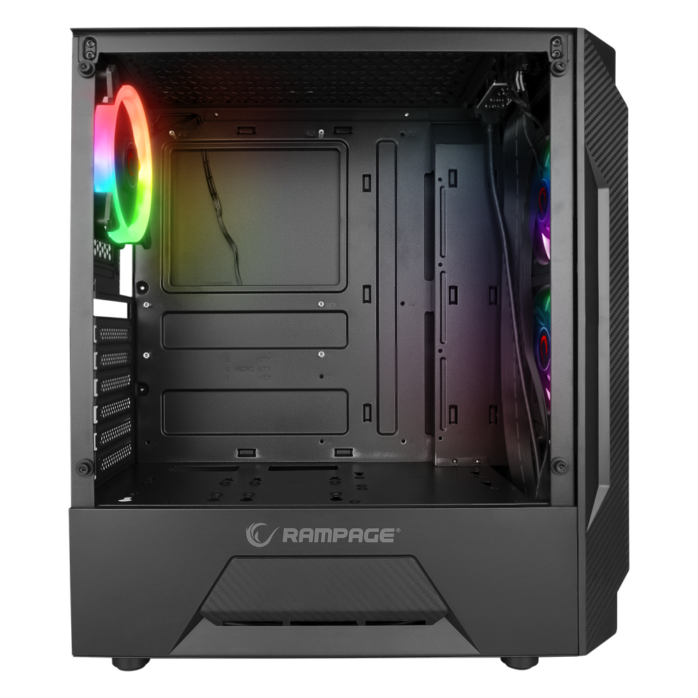 FUSION 650W 80+ BRONZE 4*12cm Rainbow Temperli Camlı ATX Mid-T Gaming Oyuncu Kasası - Rampage
