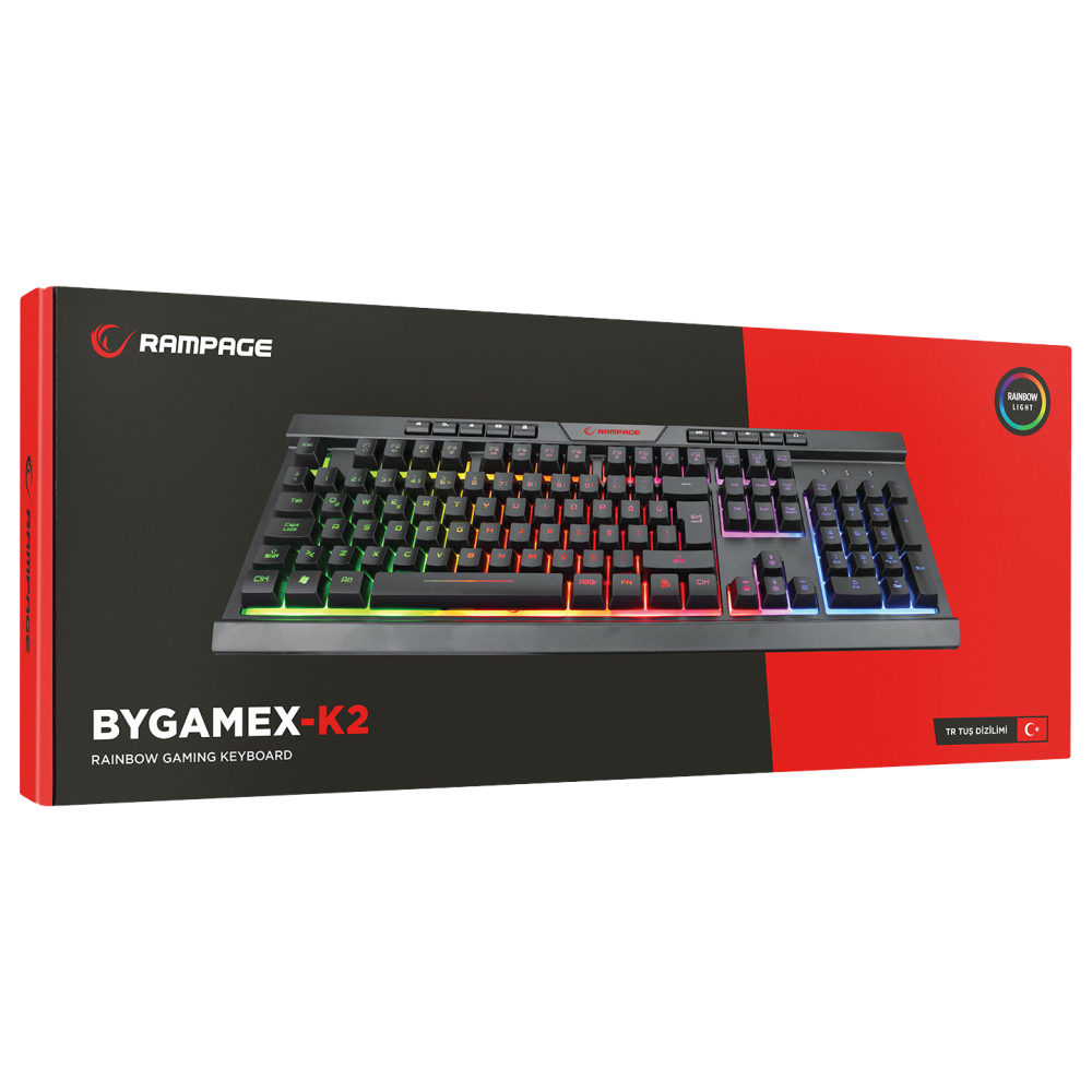 BYGAMEX-K2 Rainbow Aydınlatmalı Gaming Oyuncu Klavyesi - Rampage