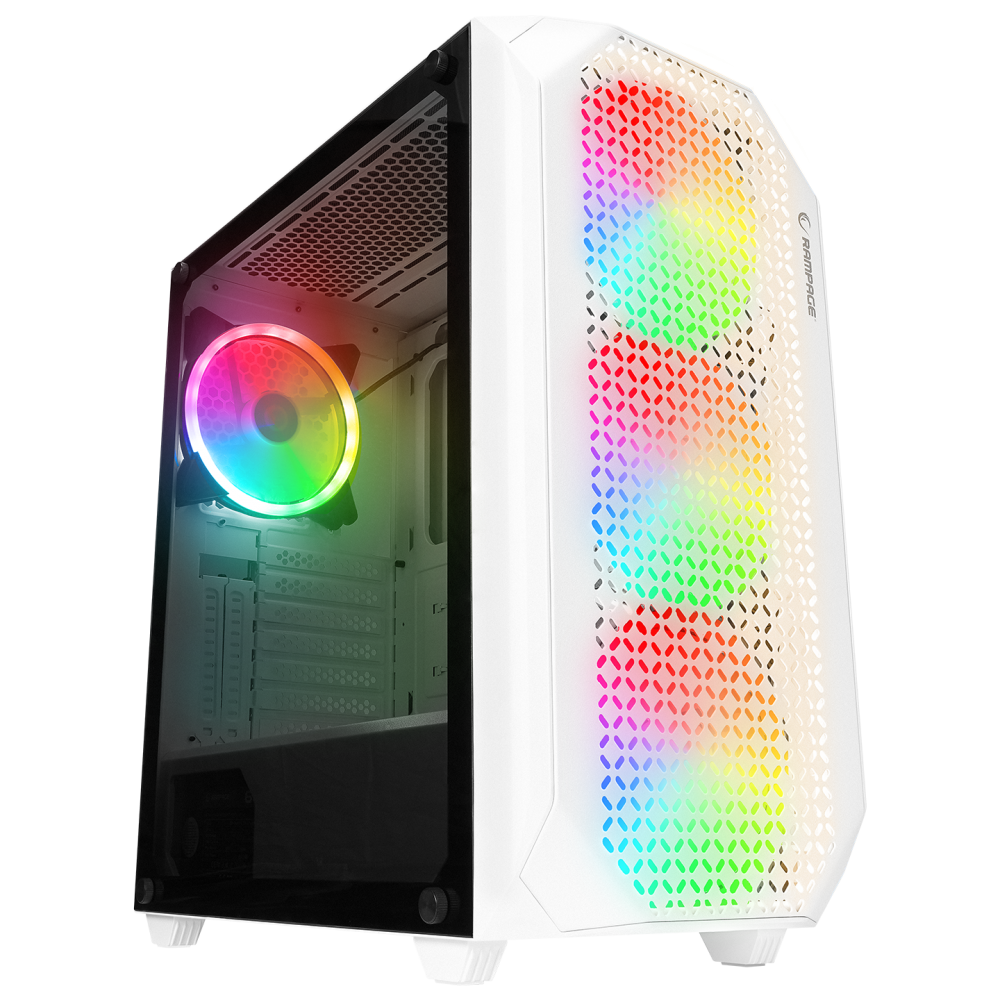 ZUKO 600W 80+ BRONZE Beyaz Metal Panel Temper Camlı Oyuncu Kasası - Rampage