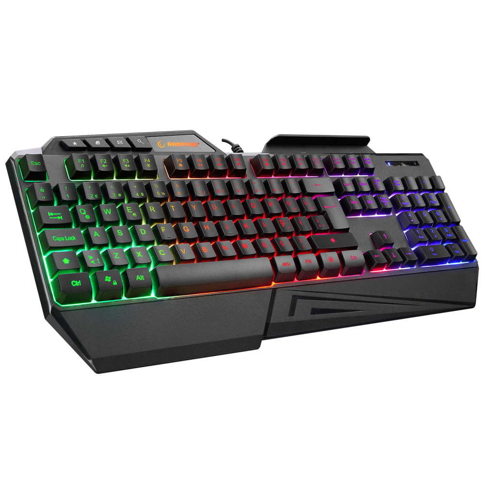 KB-R22 LETHO Multimedia Rainbow Backlight Telefon Standlı Membrane Gaming Oyuncu Klavye