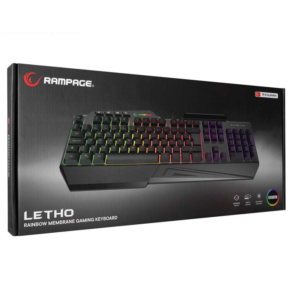 KB-R22 LETHO Multimedia Rainbow Backlight Telefon Standlı Membrane Gaming Oyuncu Klavye