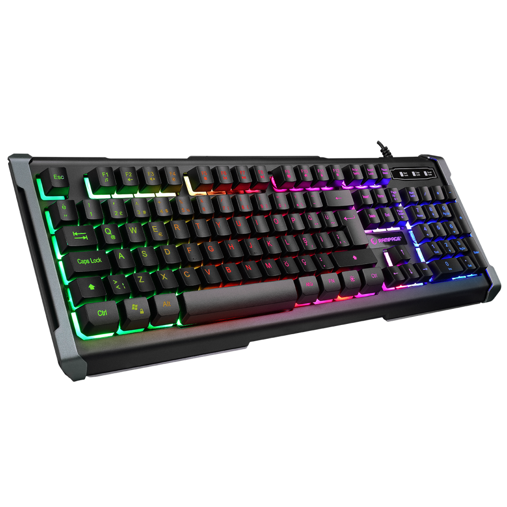 KB-R21 CYBER Siyah USB Rainbow Backlight Membrane Gaming Oyuncu Klavye - Rampage