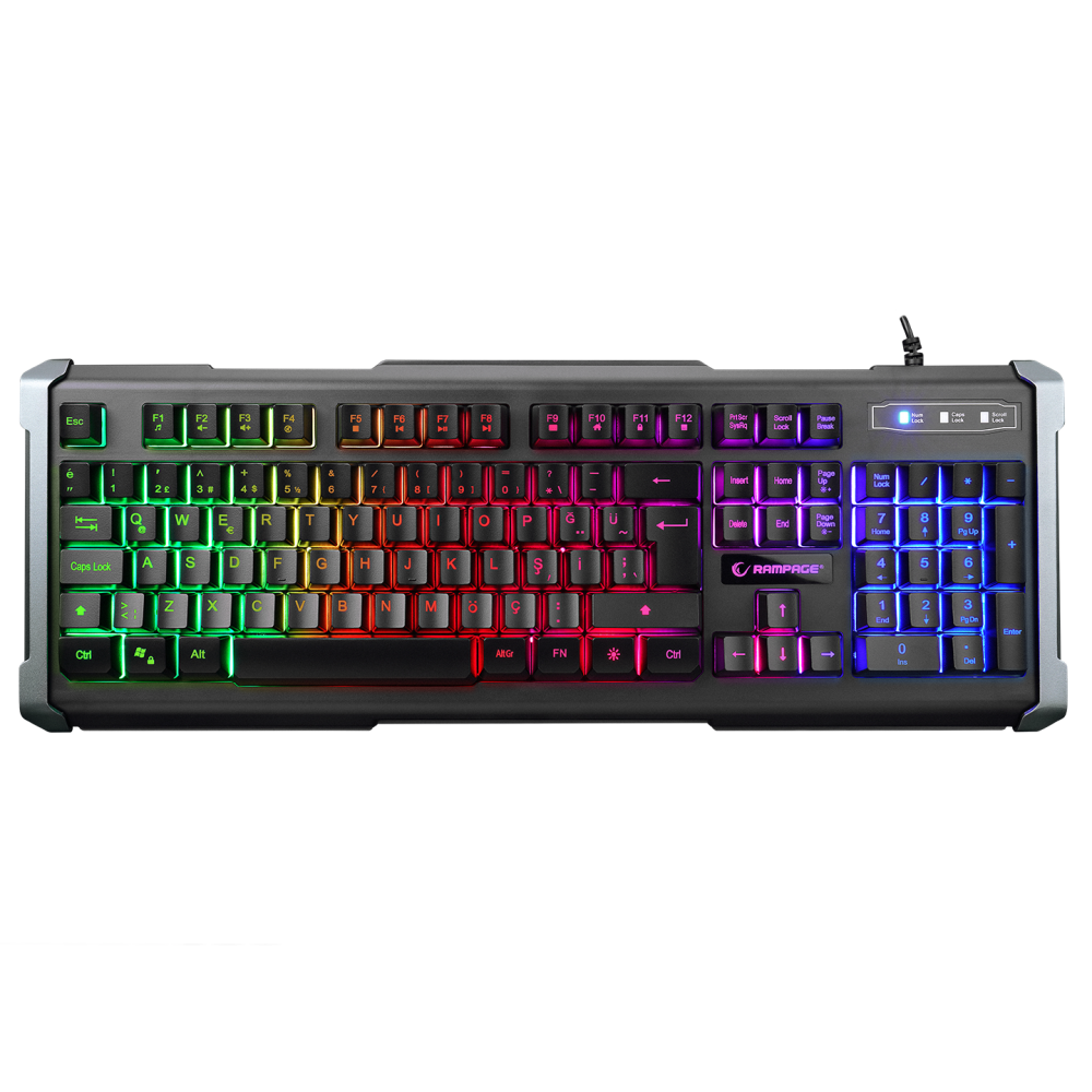 KB-R21 CYBER Siyah USB Rainbow Backlight Membrane Gaming Oyuncu Klavye - Rampage