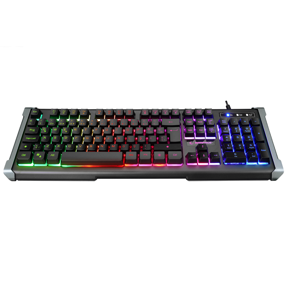 KB-R21 CYBER Siyah USB Rainbow Backlight Membrane Gaming Oyuncu Klavye - Rampage