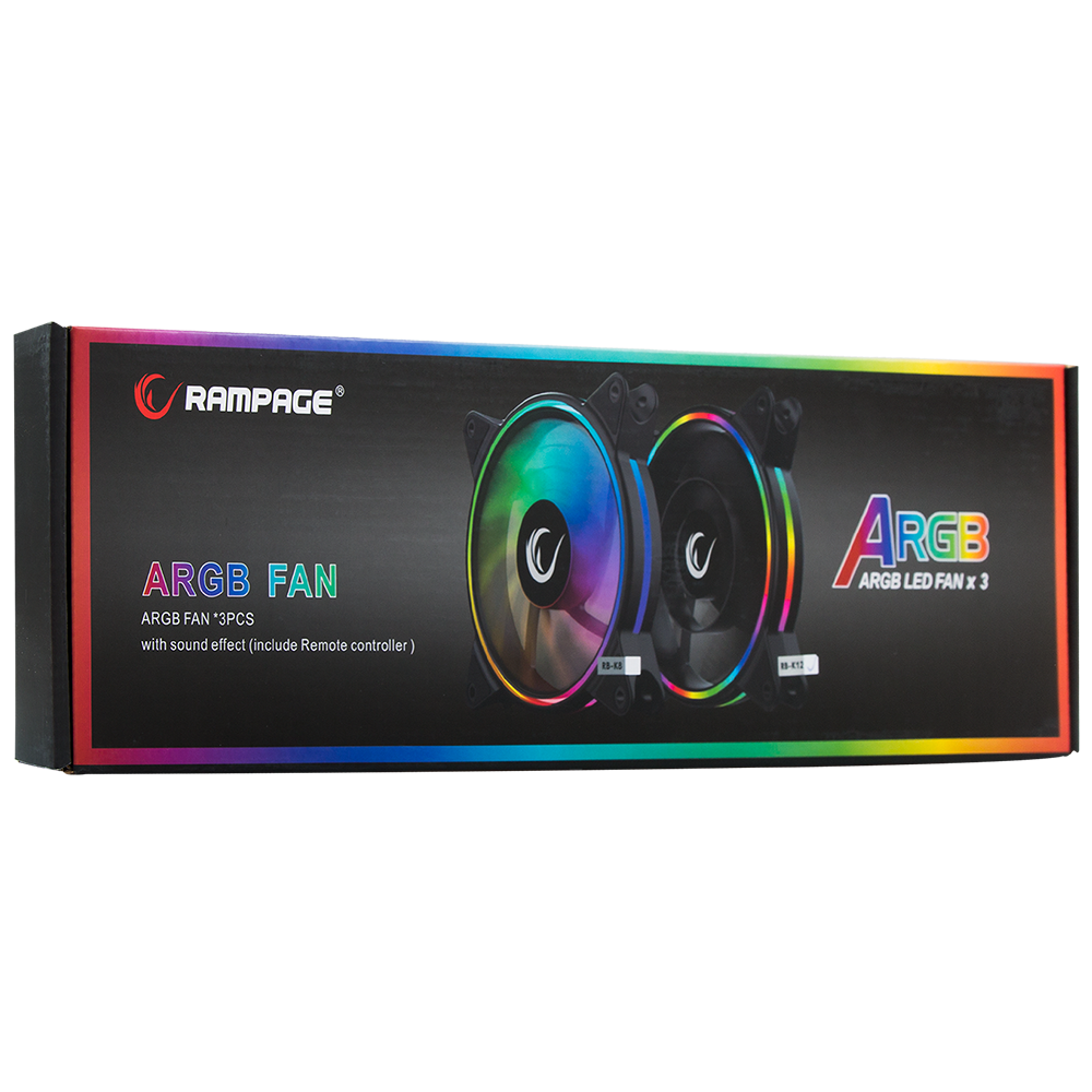 RB-K8 3*12cm ARGB Fan + Kumanda 1200RPM Gaming Oyuncu Kasa Fan Kiti - Rampage