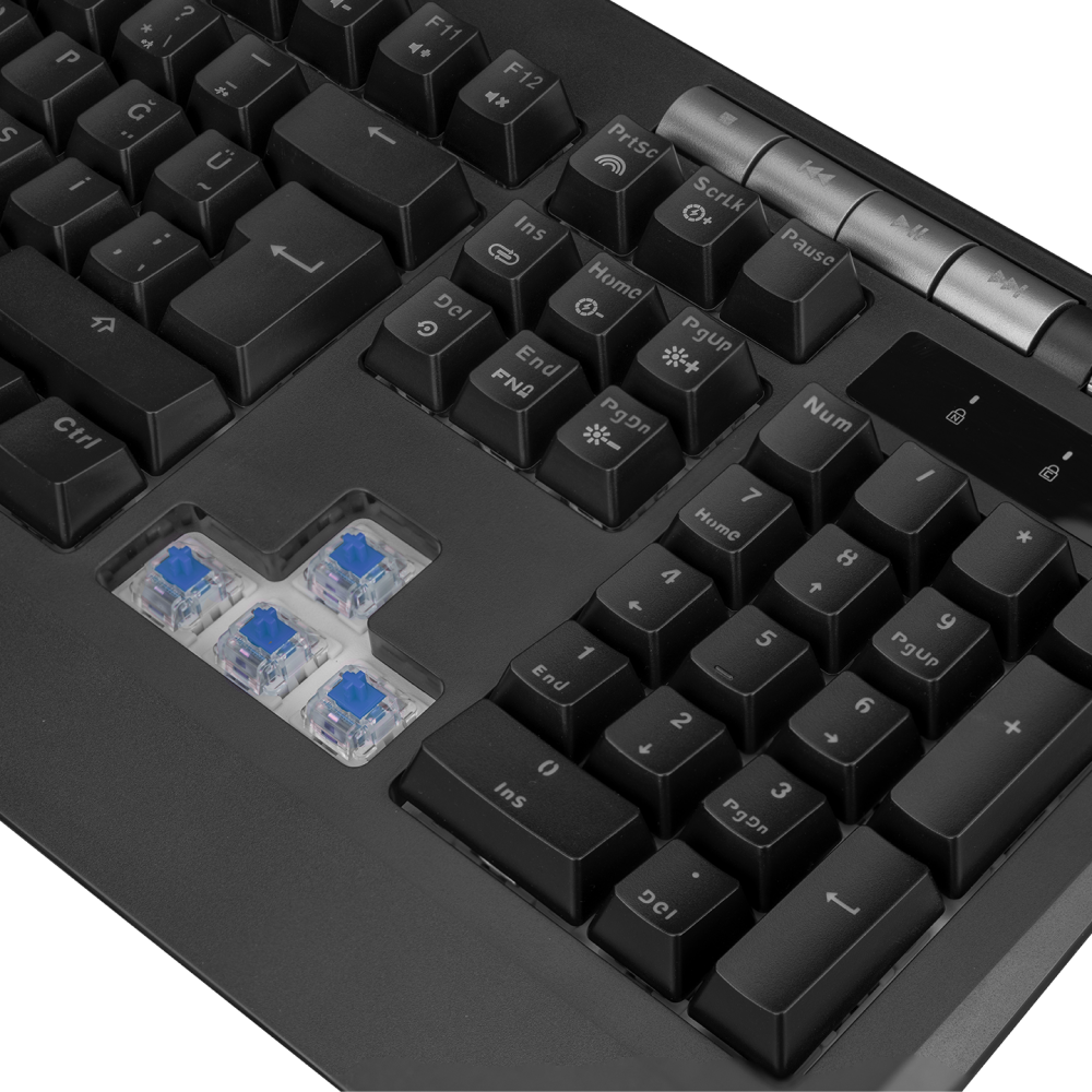 KB-R105 EXHERO Full RGB Ledli Outemu Blue Switch 5 Makro Tuşlu Standlı Türkçe Gaming Oyuncu Klavyesi