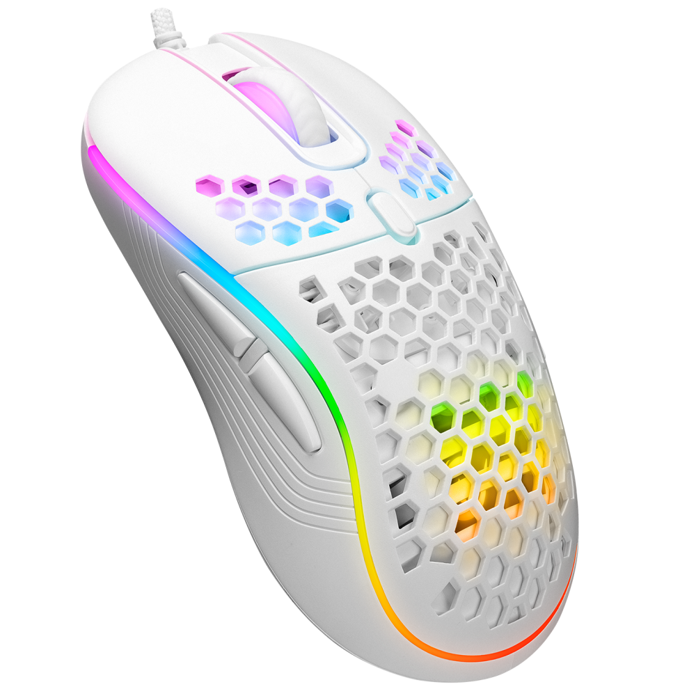 SMX-R85 GENTLE 12800dpi Beyaz RGB Ledli Süper Hafif Makrolu Gaming Oyuncu Mouse - Rampage
