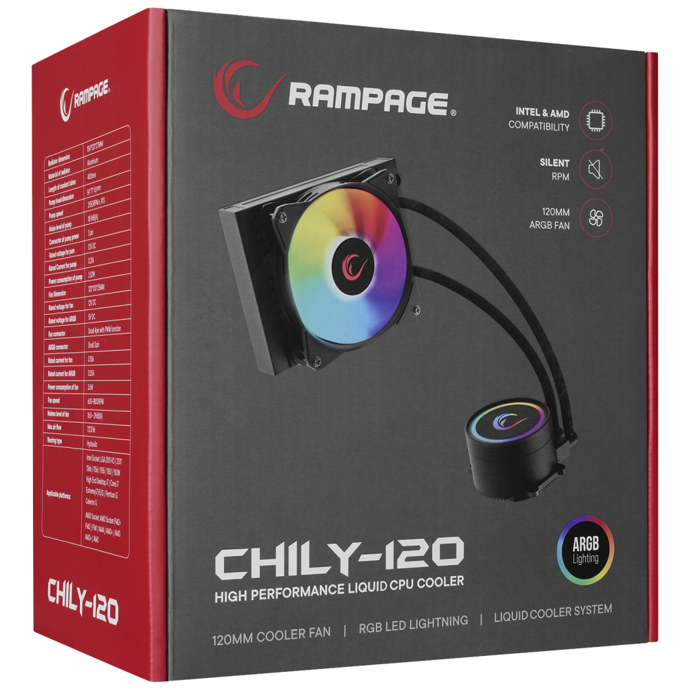 CHILY-120 72CFM 1800RPM 12cm ARGB Fan Intel/Amd 120mm Sıvı Soğutmalı CPU Fan - Rampage