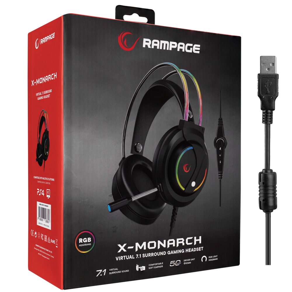RM-K17 X-MONARCH RGB 7.1 Oyuncu Kulaklığı - Rampage