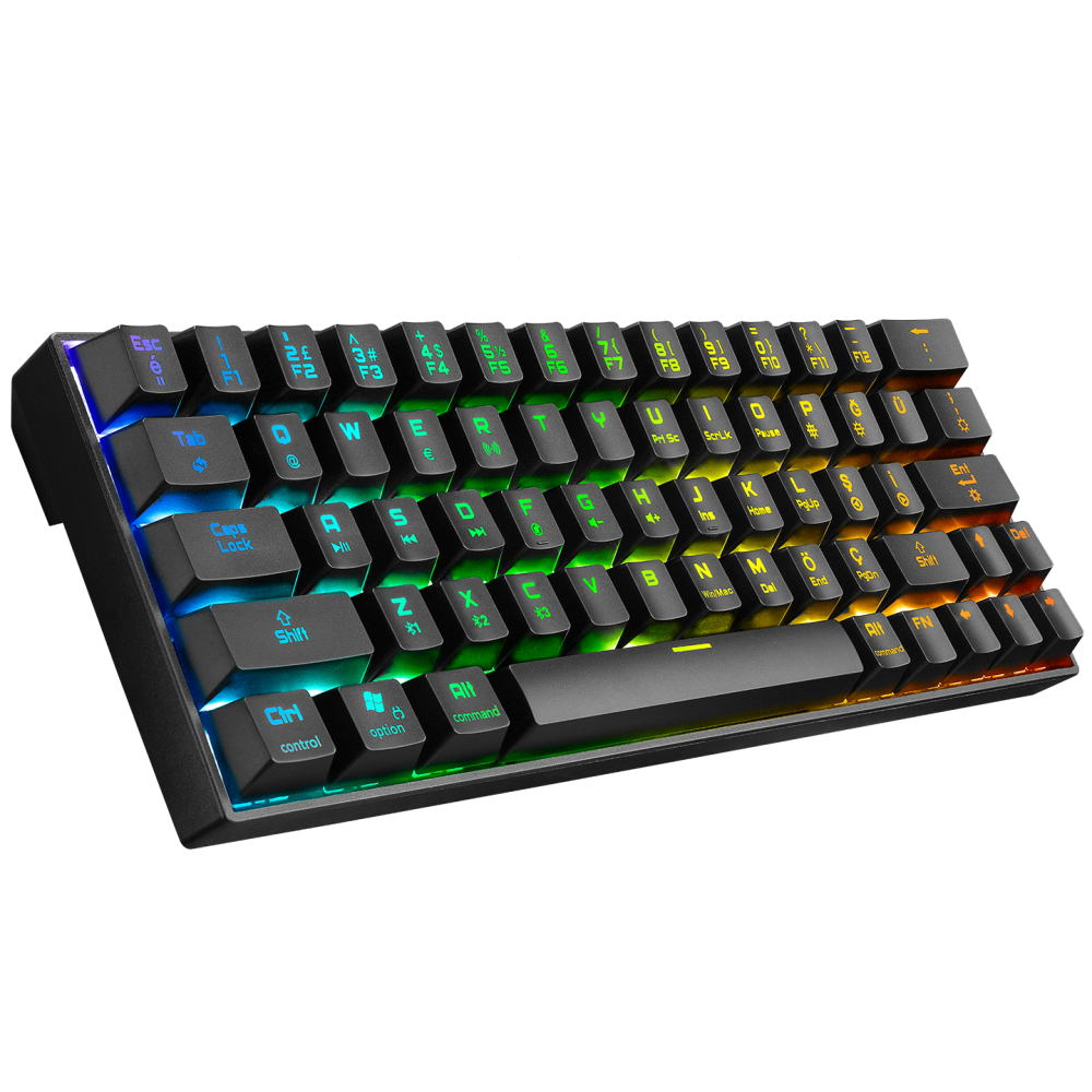 KB-RX63 B-ATOM Siyah Bluetooth Blue Switch Q 63 Tuşlu US Layout Mini Gaming Oyuncu Klavyesi