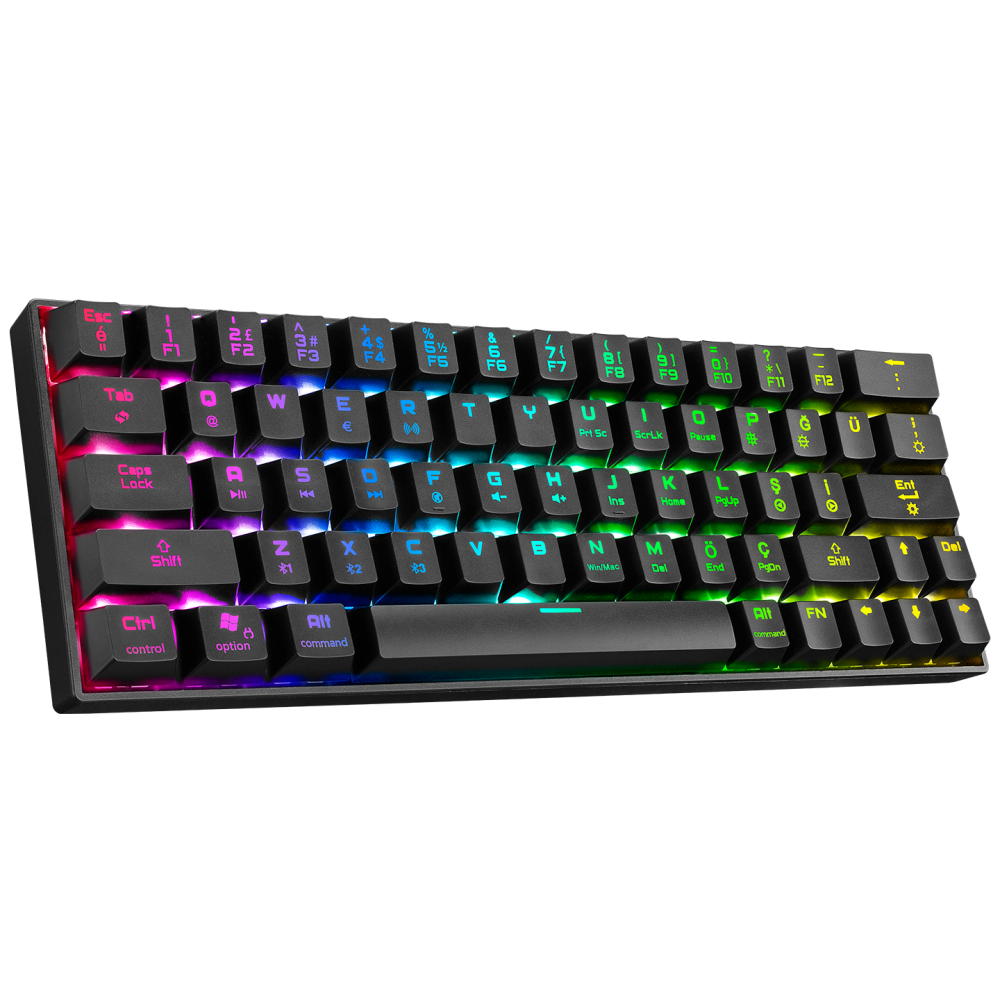 KB-RX63 B-ATOM Siyah Bluetooth Blue Switch Q 63 Tuşlu US Layout Mini Gaming Oyuncu Klavyesi