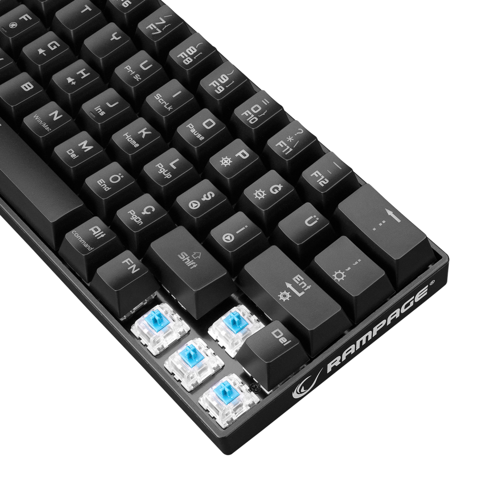 KB-RX63 B-ATOM Siyah Bluetooth Blue Switch Q 63 Tuşlu US Layout Mini Gaming Oyuncu Klavyesi