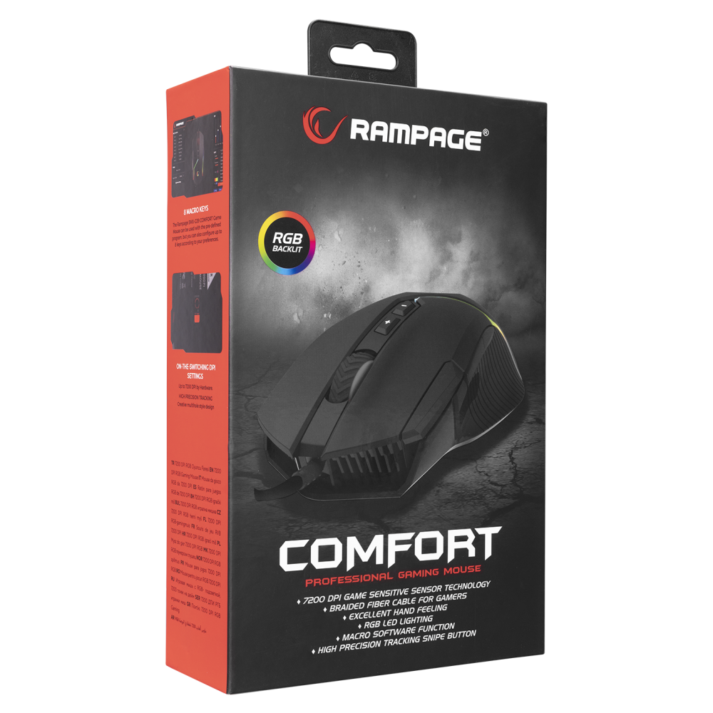 SMX-G39 COMFORT Usb 8 Makro+Extra Atış Tuşlu RGB 12800 DPI Gaming Oyuncu Mouse - Rampage