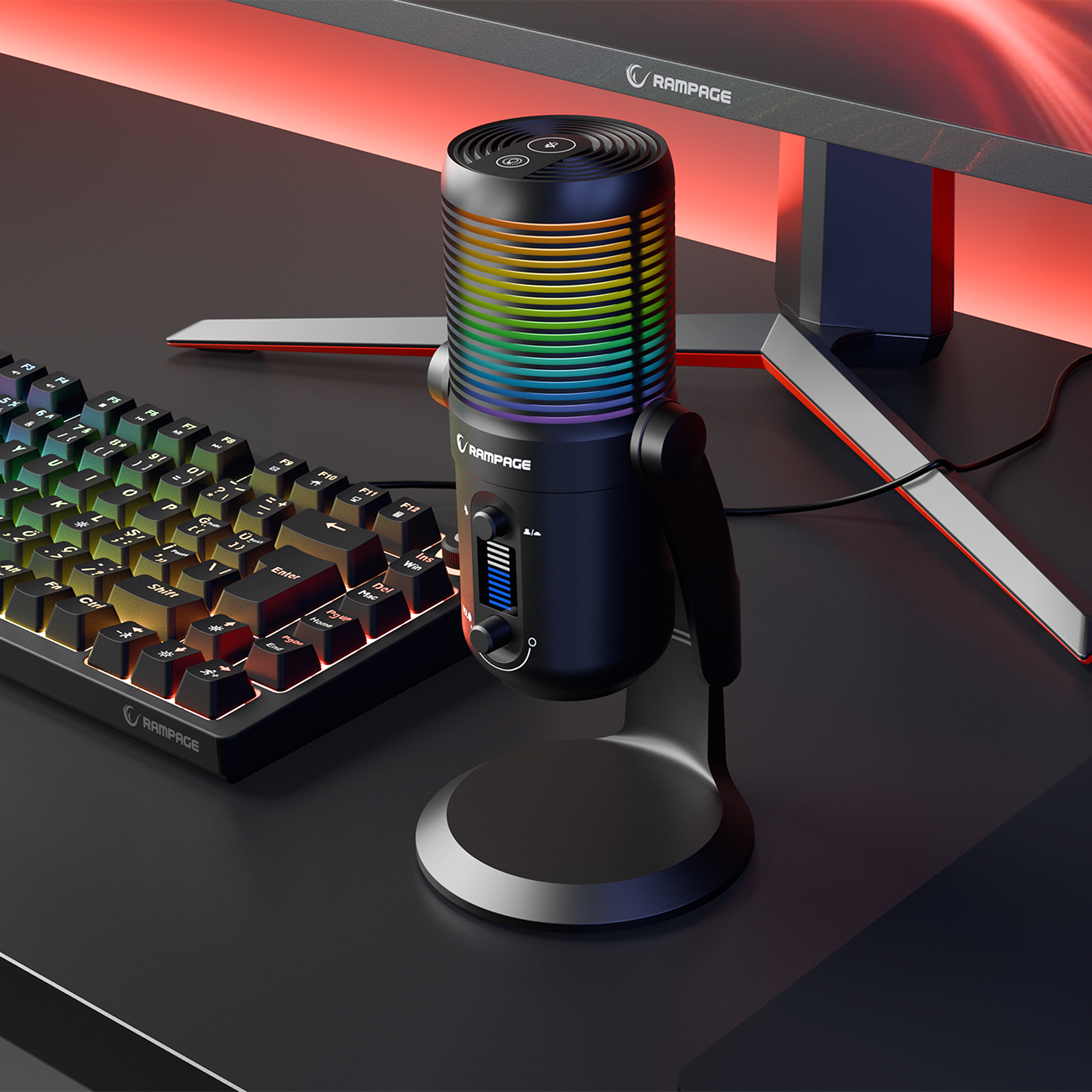 Diyez RGB Ses Göstergeli Masaüstü Mikrofon-Siyah
