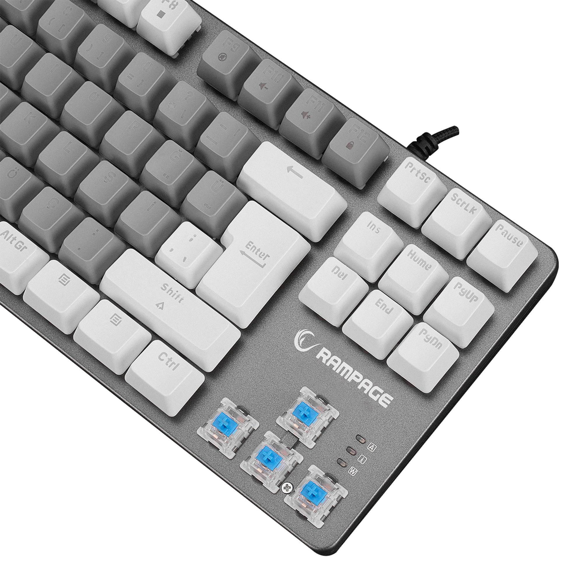 Snug K14 Blue Switch Rainbow TKL Mechanical Gaming Keyboard-White/Gray