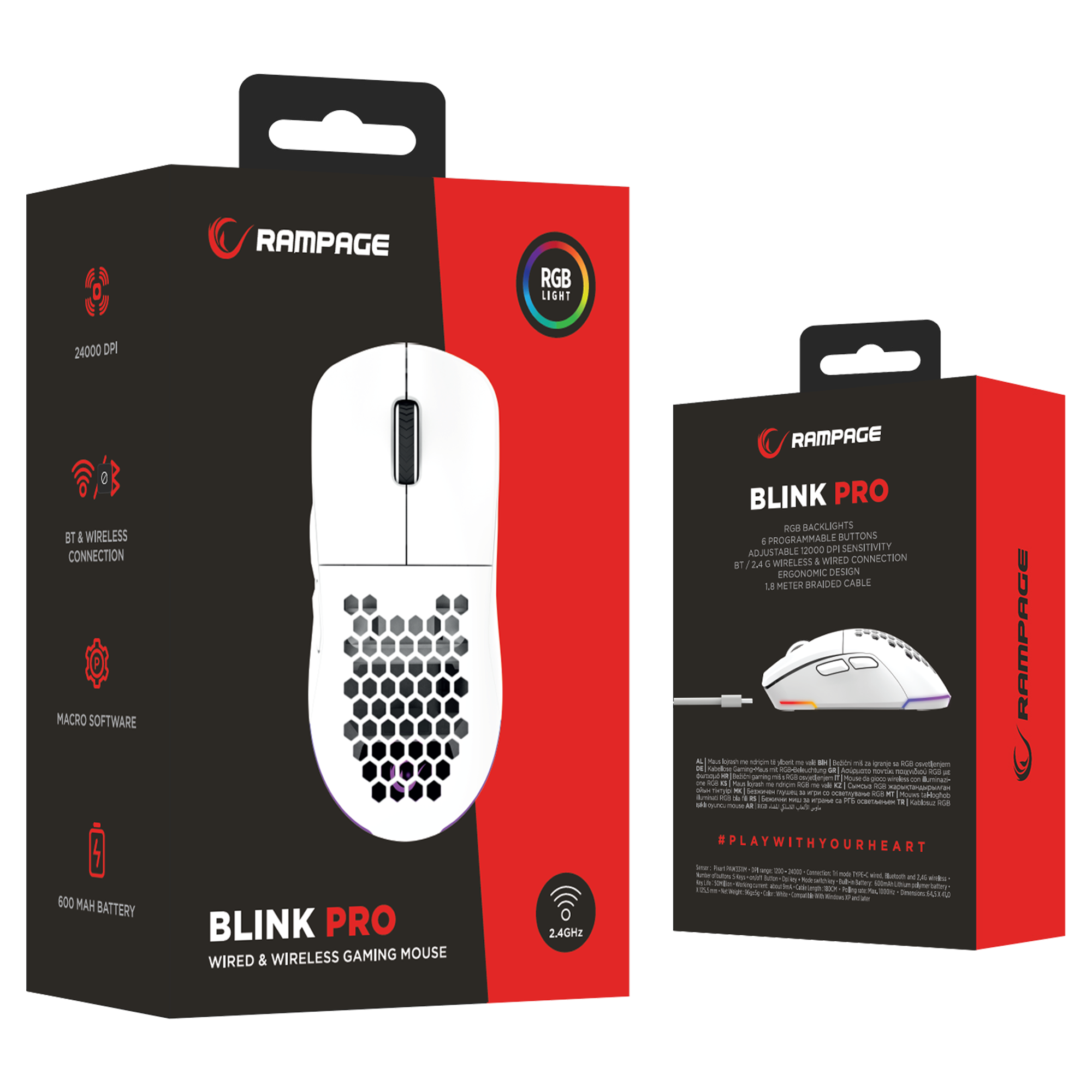 Blink Pro RGB 24000 Dpi 3311 Sensor Wireless Gaming Mouse-White