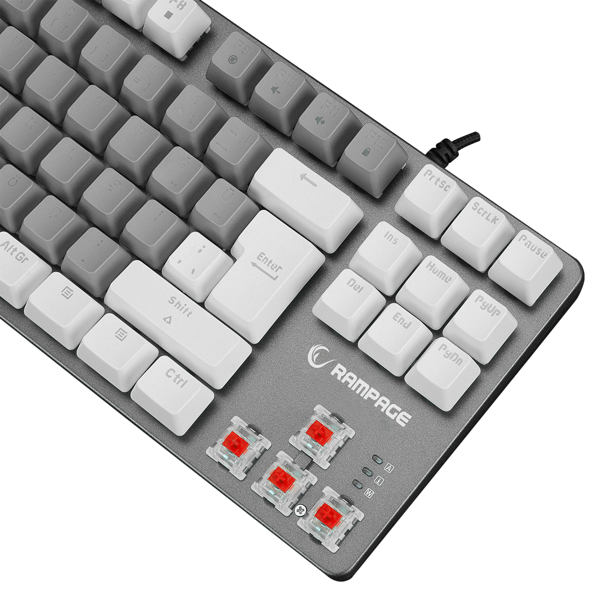 Rainbow TKL Red Switch Mekanik Oyuncu Klavye -Gri/Beyaz