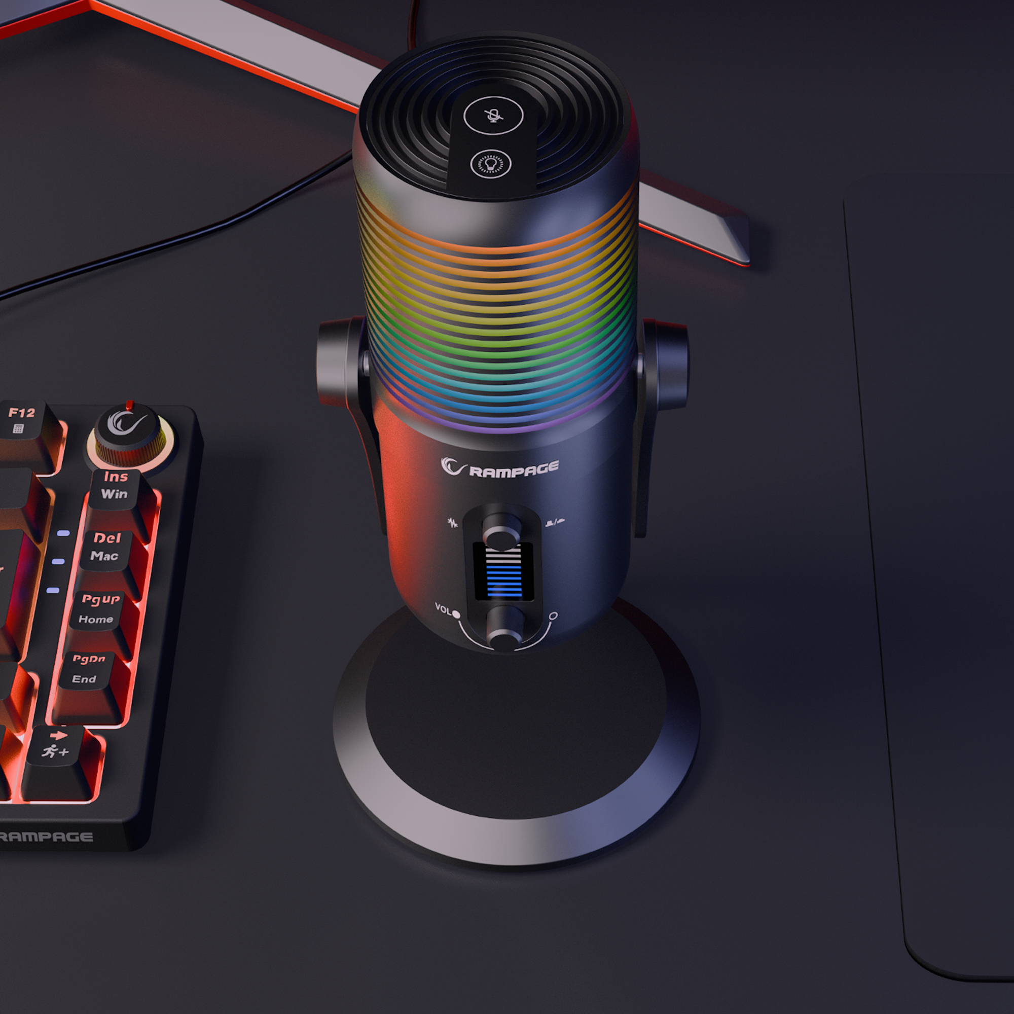 Diyez RGB Ses Göstergeli Masaüstü Mikrofon-Siyah