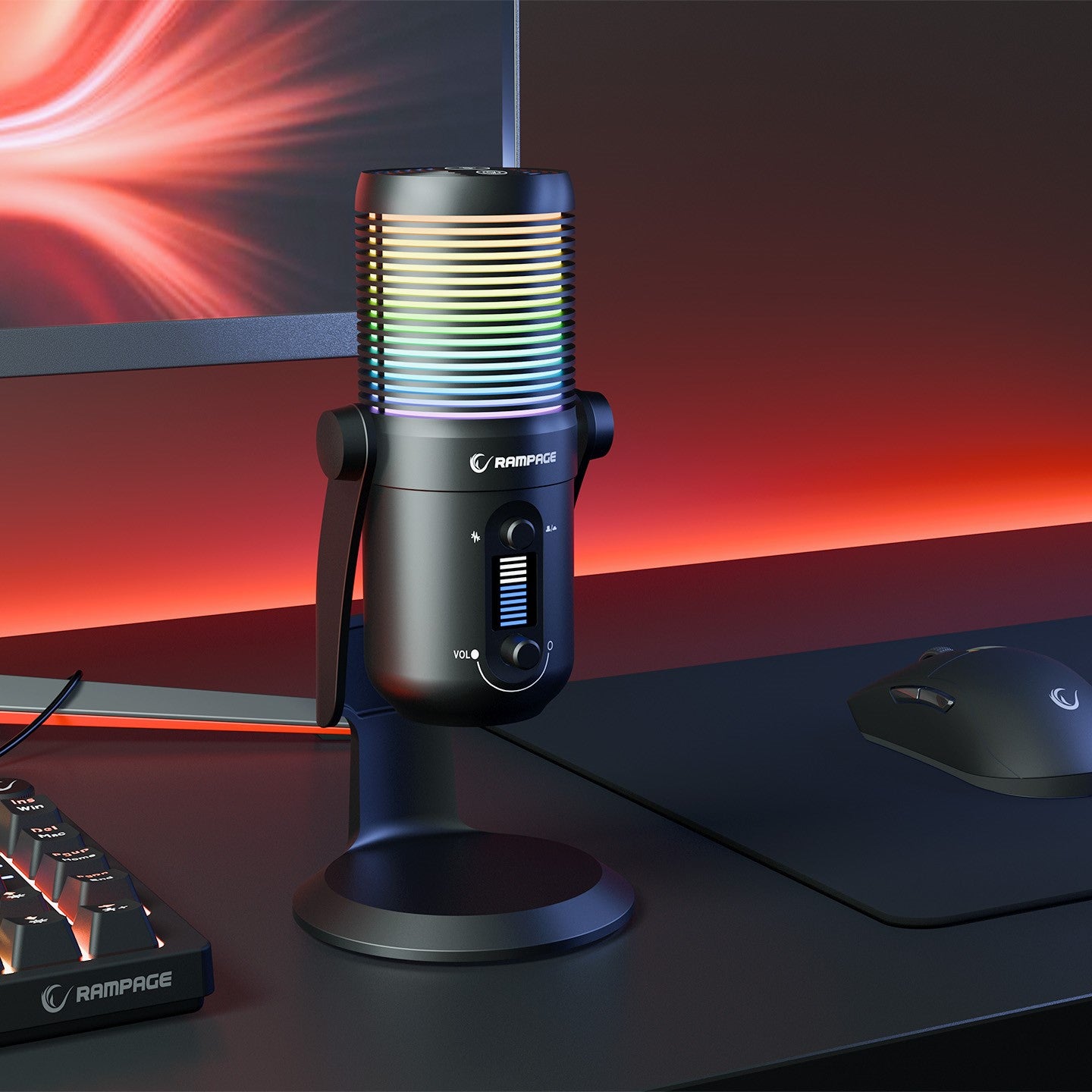 Diyez RGB Ses Göstergeli Masaüstü Mikrofon-Siyah