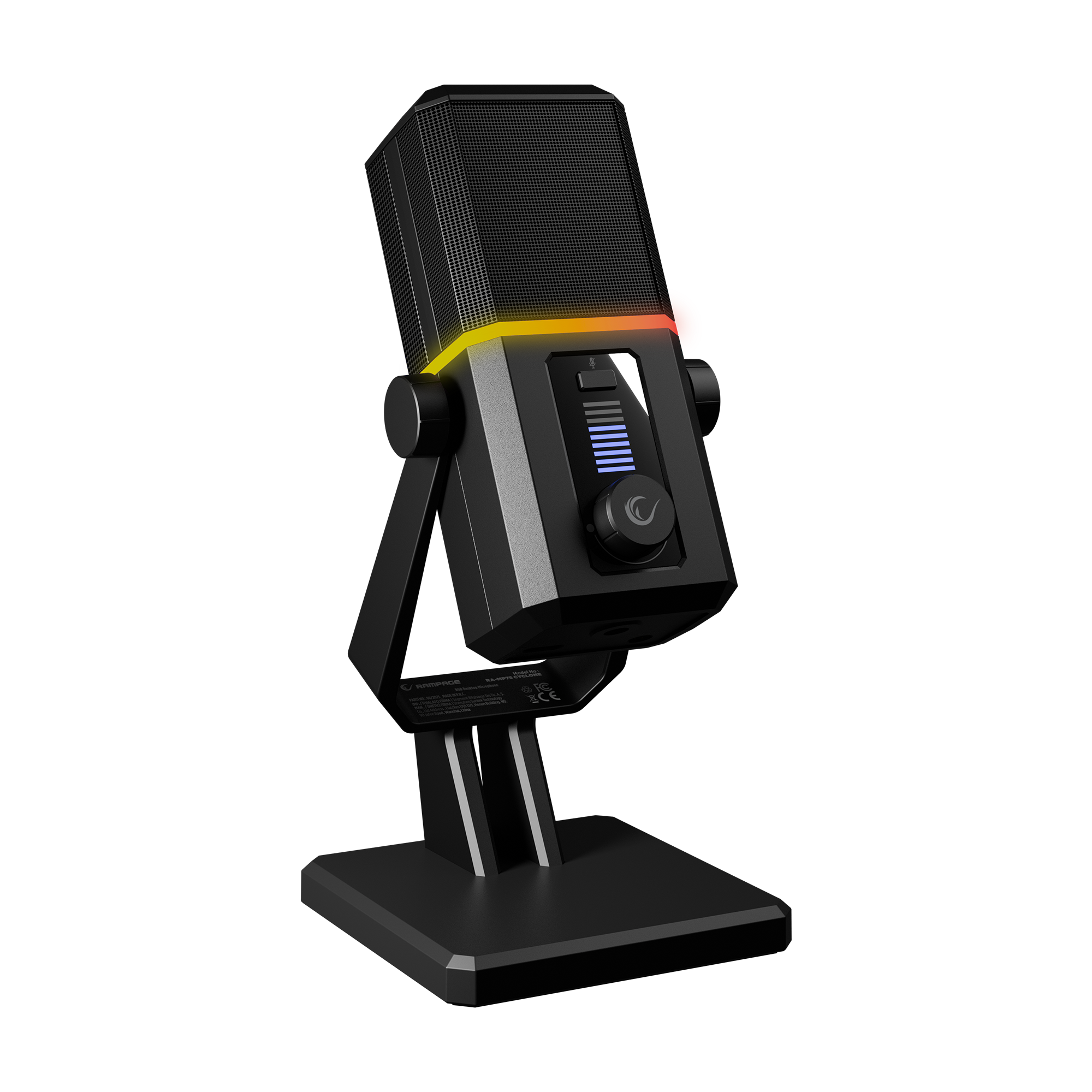 Ra-Mp75 Cyclone RGB Ses Göstergeli Masaüstü Mikrofon-Siyah