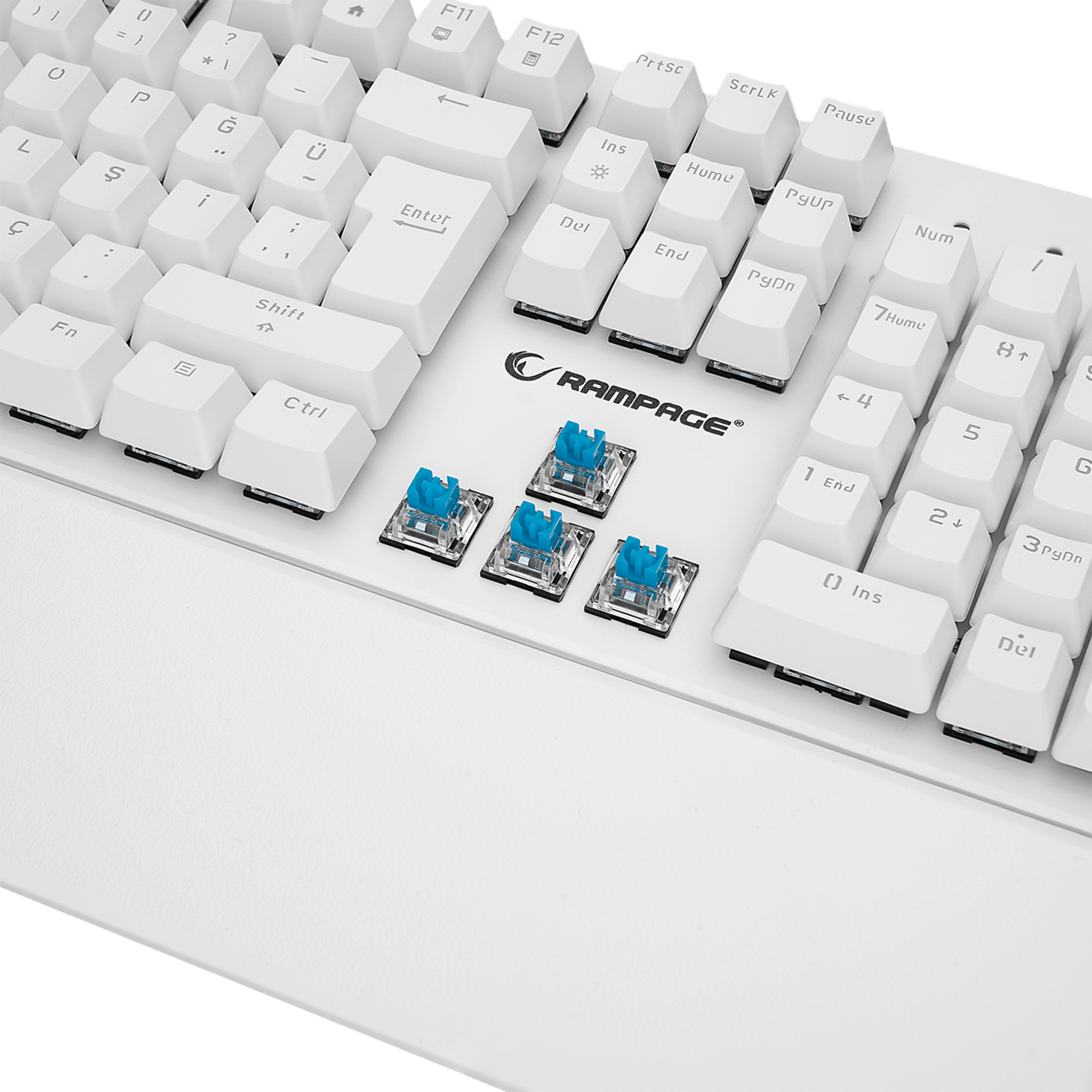 Kb-R86 US Layout English Rainbow Blue Switch Mekanik Oyuncu Klavyesi-Beyaz